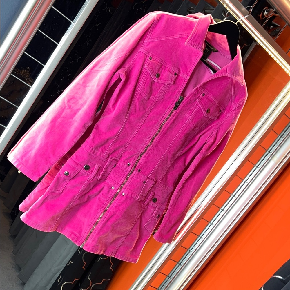 RARE VINTAGE Y2K ROCAWEAR BY JAY-Z HOT PINK ZIP-FRONT CORDUROY DRESS 👑🎤